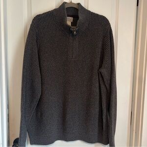 L.L. Bean Men's Charcoal Zip-Up Sweater Organic Cotton